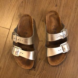 Silver Birkenstock sandals